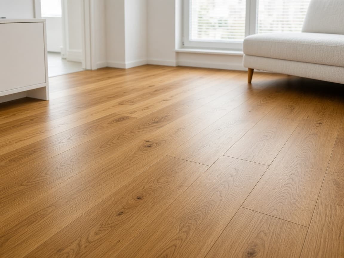 Suelo de madera recién instalado en vivienda